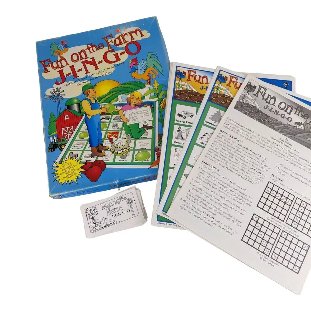 JINGO Bingo Style Educational Game Vtg 90’s Fun On The Farm & Zoo Animals Set